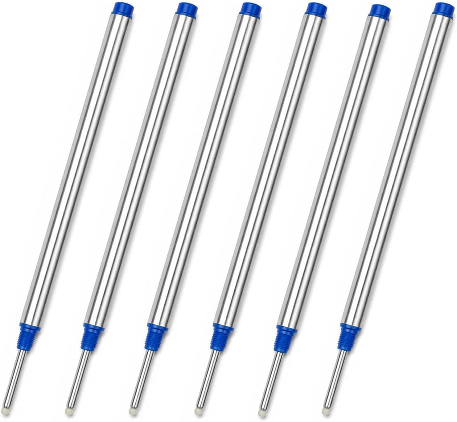 113mm (4.42โ) x 6mm (0.24โ), 0.5 Tip, Compatible Rollerball Pen Refills Compatible with Mont Blanc, German Ink, fit to 105159/107878/MNB107878 M710 H-12 M401/M506 P163 (Blue 6PCS)