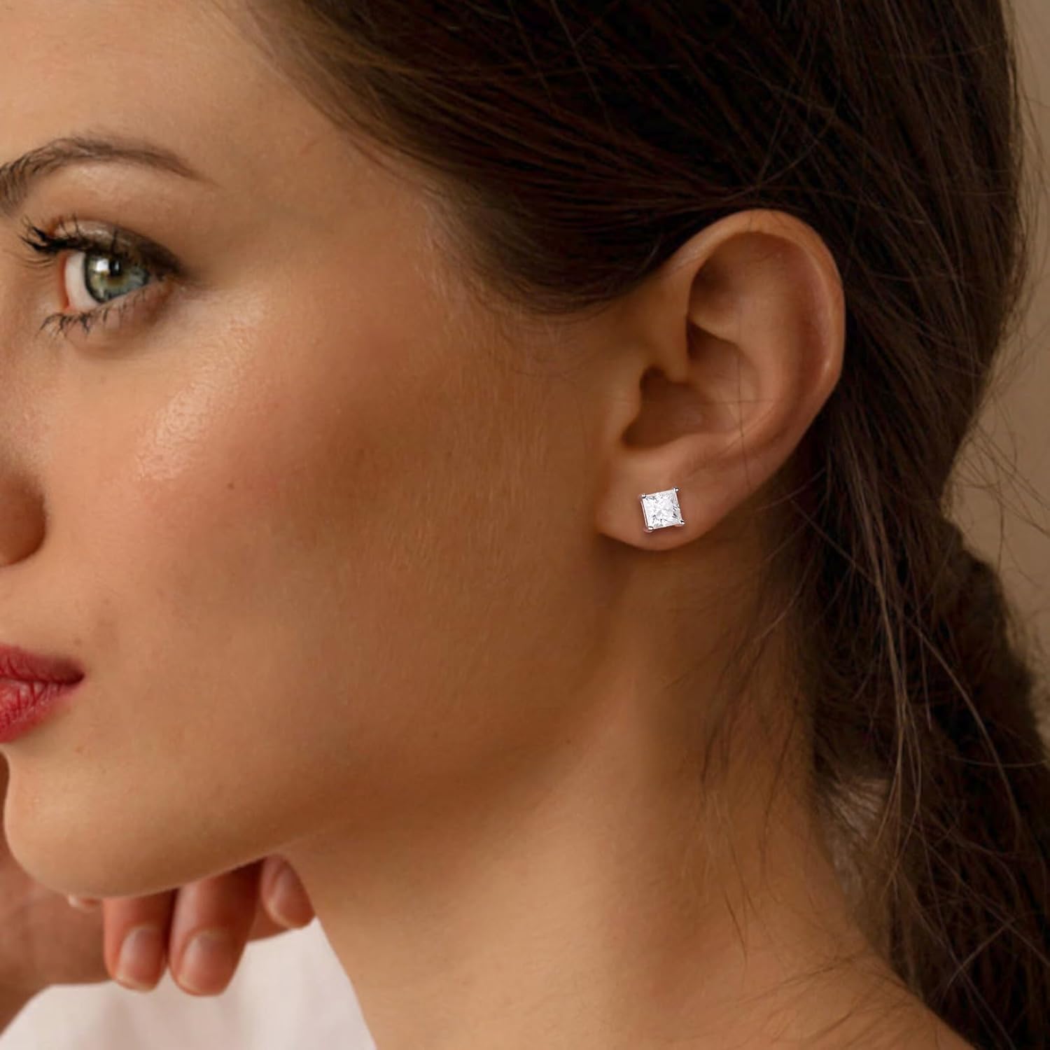 Moissanite Stud Earrings for Men Women, 1.4-2.4ct 14K White Gold Plated Sterling Silver Post D Color VVS Heart/Princess/Round Cut Lab Created Diamond Earrings - Image 3