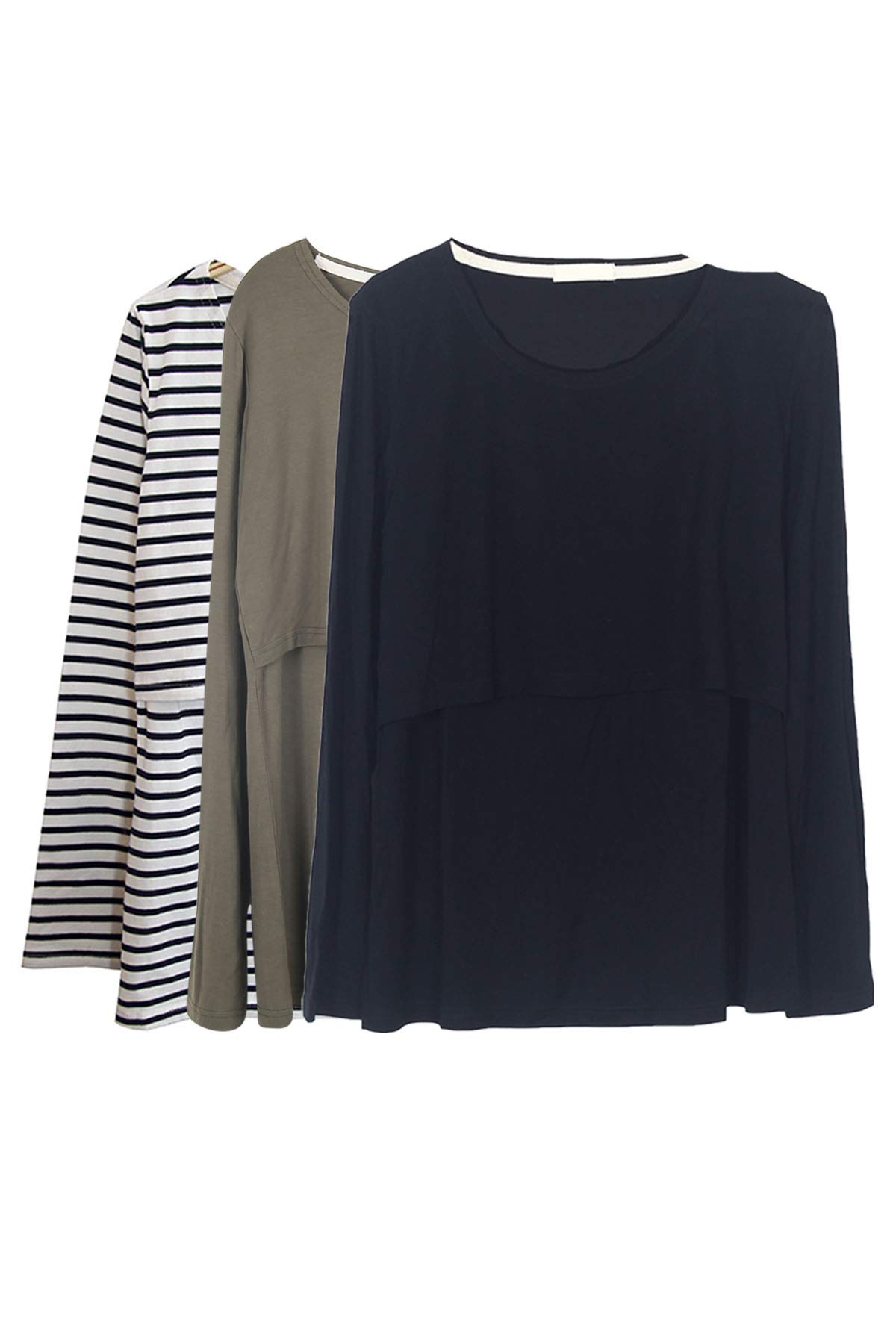 SmallshowWomen's Long Sleeve Breastfeeding Top Maternity Nursing T-Shirt Pregnancy Clothes