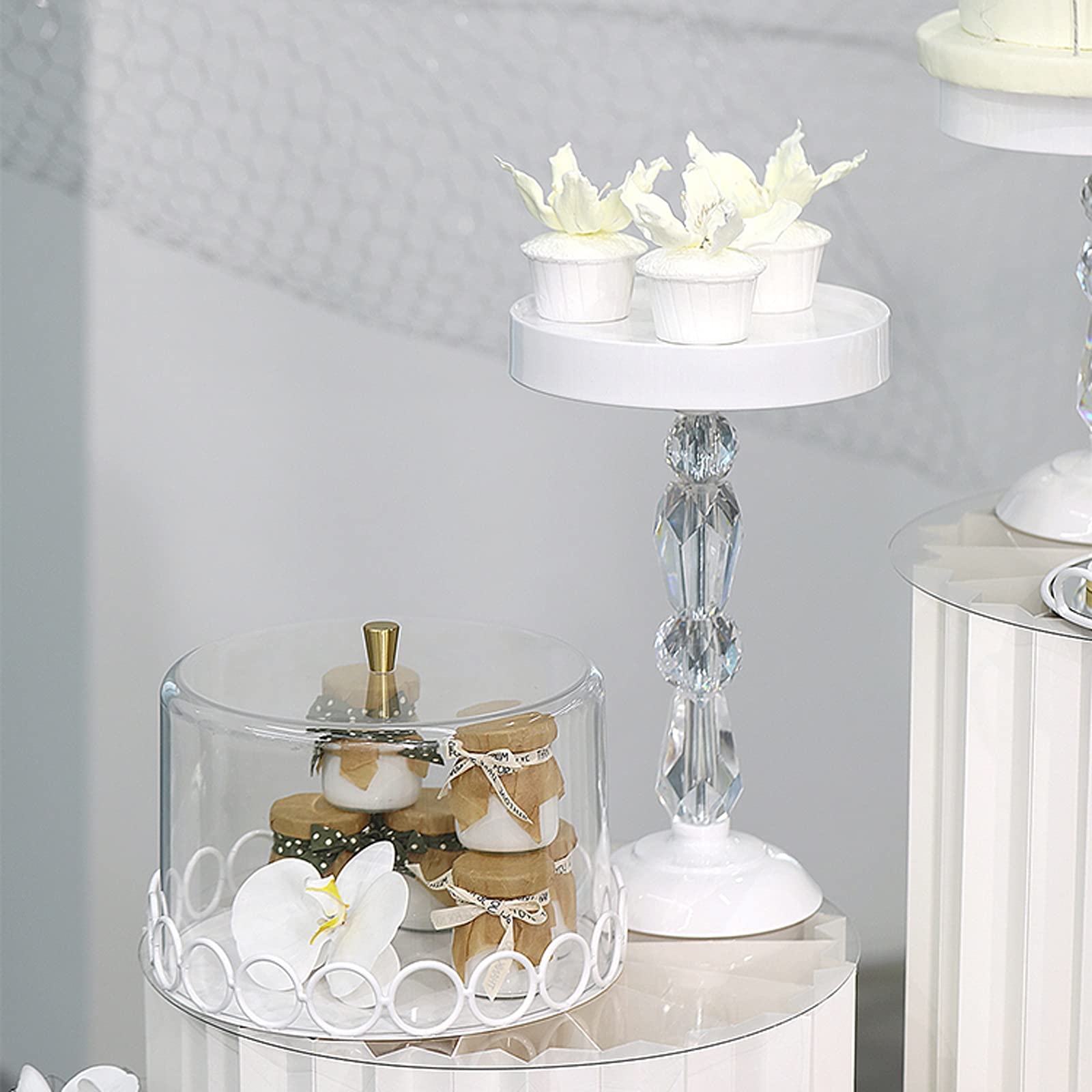 Présentoir à Gâteau Support de gâteau à gâteaux blancs Multi-usage Affichage du gâteau de fer rond dessert Table de mariage fête d'anniversaire mariage de l'après-midi Thé Pâtisserie Stand de Gâteaux
