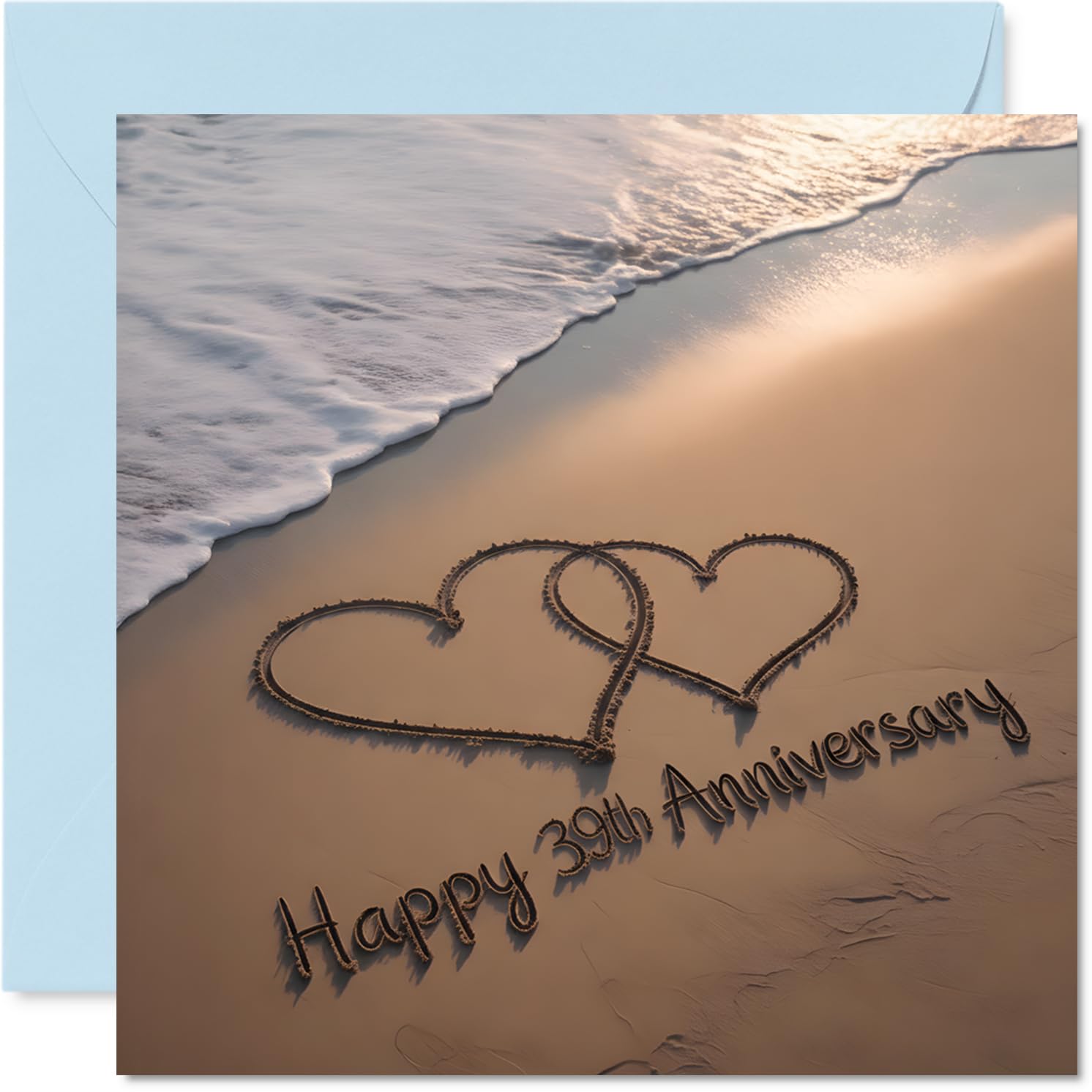 39th Anniversary Card for Women Men - Love on the Ocean Shore - Happy 39 Year Anniversary Card for Partner Wife Husband Companion, 145mm Wedding Anniversaries Greeting Cards