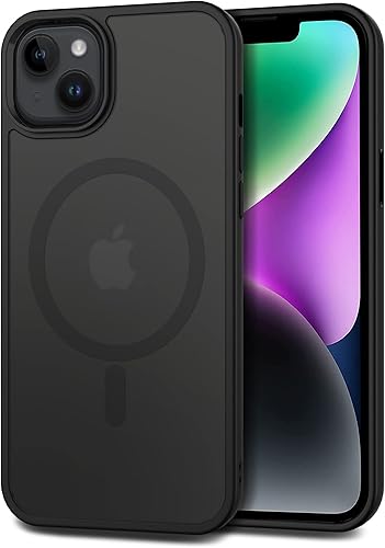CACOE Magnetic Case for iPhone 13 & iPhone 14 6.1 inch-Compatible with MagSafe & Magnetic Car Phone Mount,Not Yellowing Anti-Scratch (Matte Black)