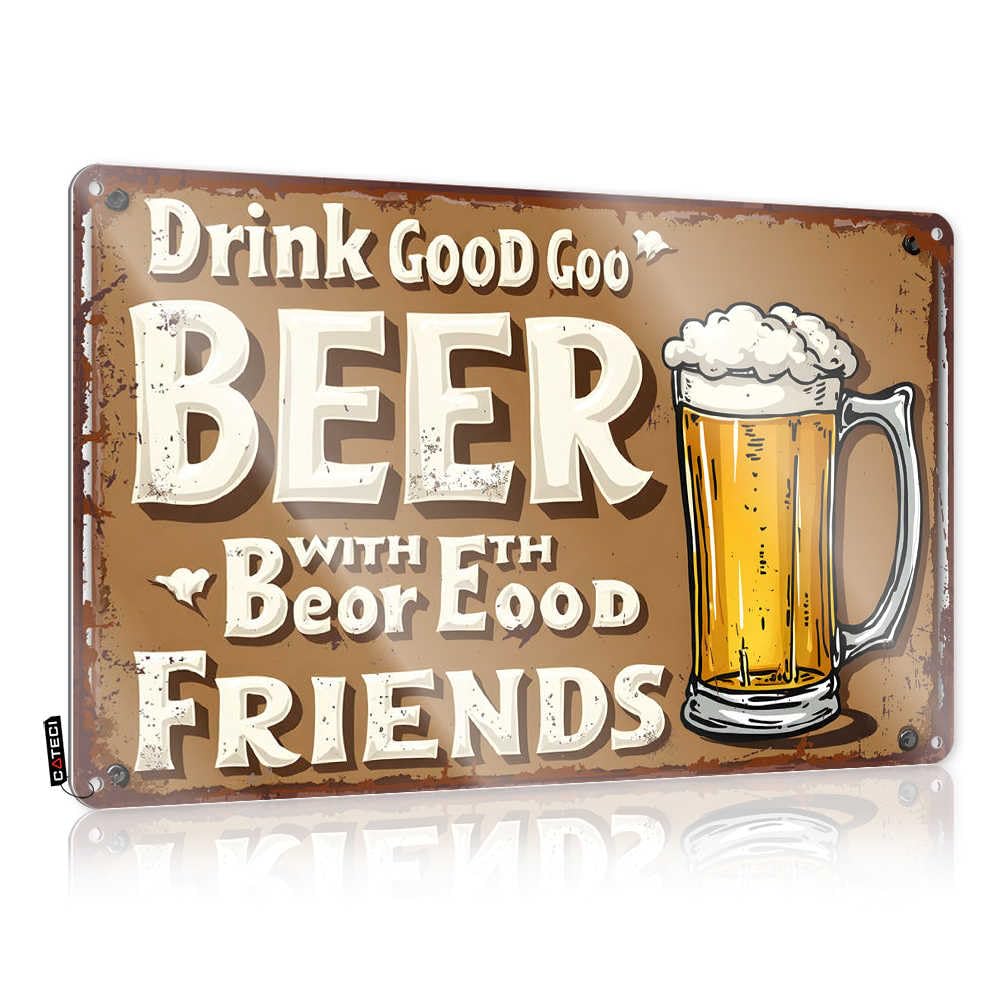 Fzfn Colour Roll Collection Sign | Enjoy Delicious Beer With Great Companions Awesome For Kitchen Bar Living Room(20X30cm)