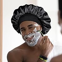 Vista 5 de YANIBEST Gorro de seda para hombres y mujeres, gorro de satén de doble capa para cabello rizado natural, gorro de dormir unisex