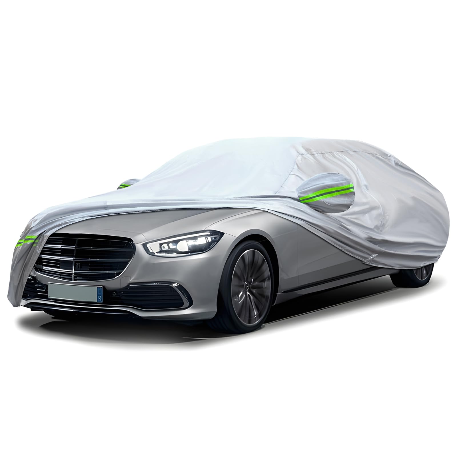 KEYOOG Sedan Car Cover, 6-Layer All-Weather Waterproof, Heavy Outdoor Car Cover, Universal in All Seasons, Snow Protection, Acid Rainproof, Sunscreen,