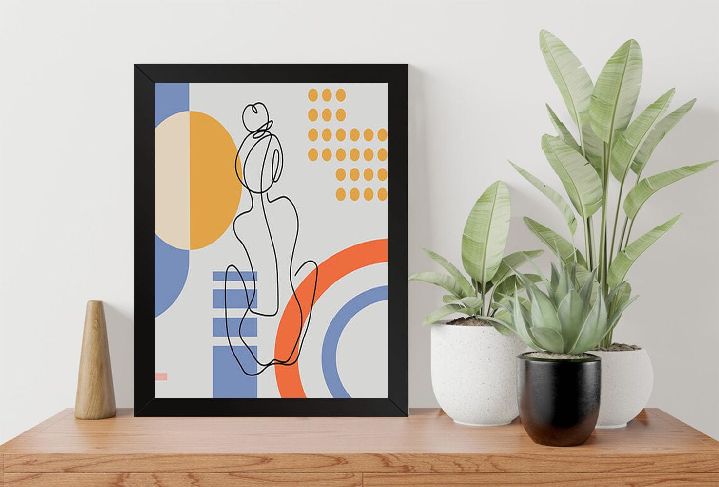 GADGETS WRAP Printed Photo Frame Matte Painting for Home Office Studio Living Room Decoration (9x11inch Black Framed) - One Line Continuous Of Sexy Body