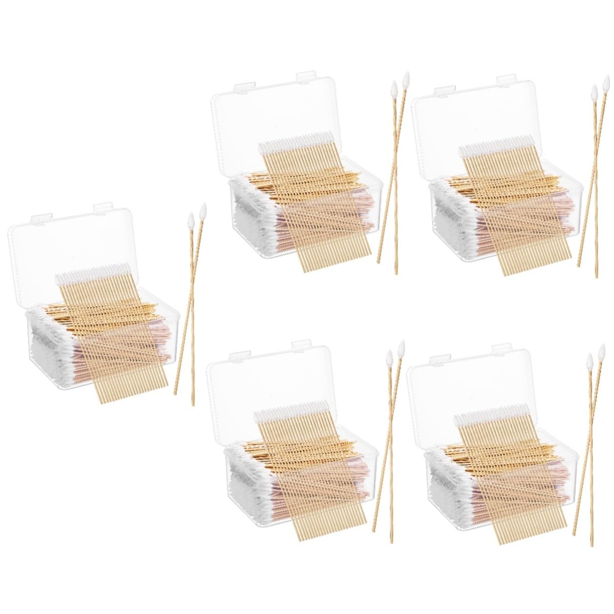 VALICLUD 5 Sätze Präzisionsbaumwäsche Tupfer Klein Make-up-tupfer Ohr Wattestäbchen Reiniger Individuell Sauber Nabelabstriche Wattestäbchen Mit Spitze Baumwolle Khaki 500 Stück * 5