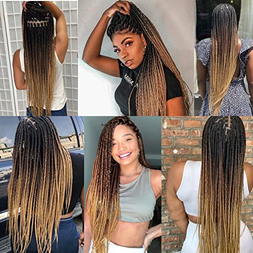 Pre Stretched Braiding Hair Extensions 30 Inch 6 Packs Yaki Texture Three Tone Ombre Professional Crochet Braids Hair Hot Water Setting Synthetic For Box Braids Crochet Hair Or Twists Crochet Hair（1B/30/27） #TOP5