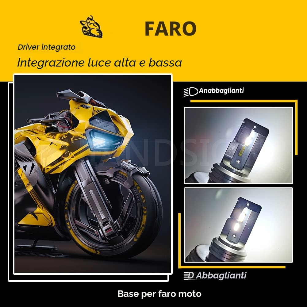Ruiandsion Lampadina LED P45T H5 R2 bianco DC 10-30 V, super luminosa CSP 4SMD, chipset LED per fari anteriori auto e moto