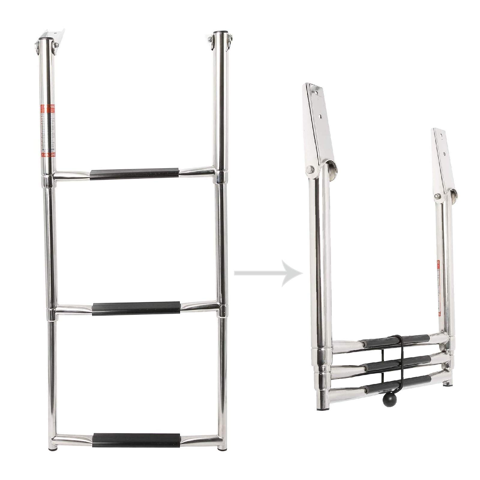 Stainless Steel Boat Ladder NovelBee 3-Step Stainless Steel Telescoping ...
