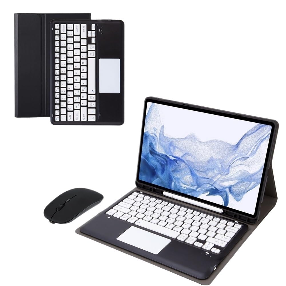 Funda con teclado Samsung Galaxy Tab S9+ 12.4 2023, carcasa de cuero QWERTY con touchpad 7