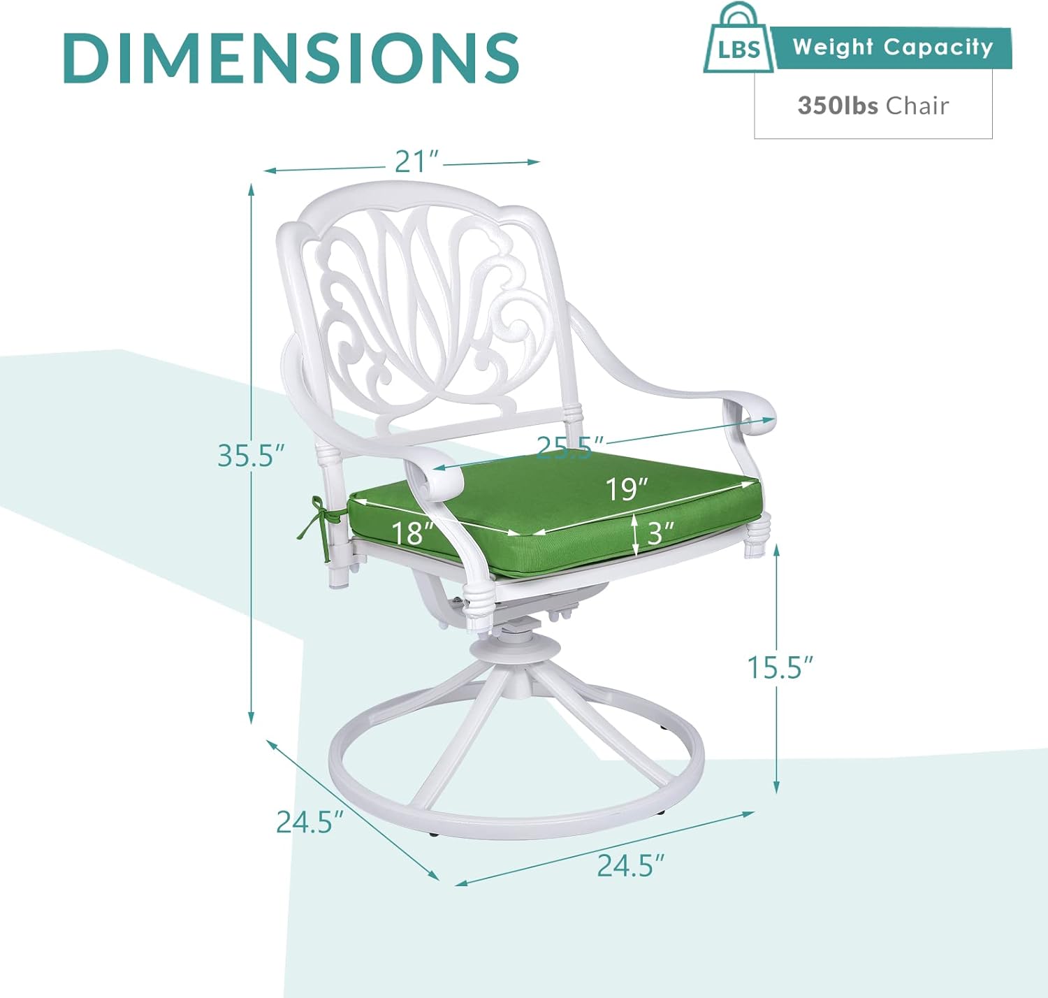 Outdoor Cast Aluminum Dining Chair Set with Cushions