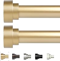 Vista 18 de Paquete de 2 barras de cortina doradas para ventanas de 30 a 42 pulgadas (2.5-3.5 pies), barras de cortina resistentes de 1 pulgada de diámetro