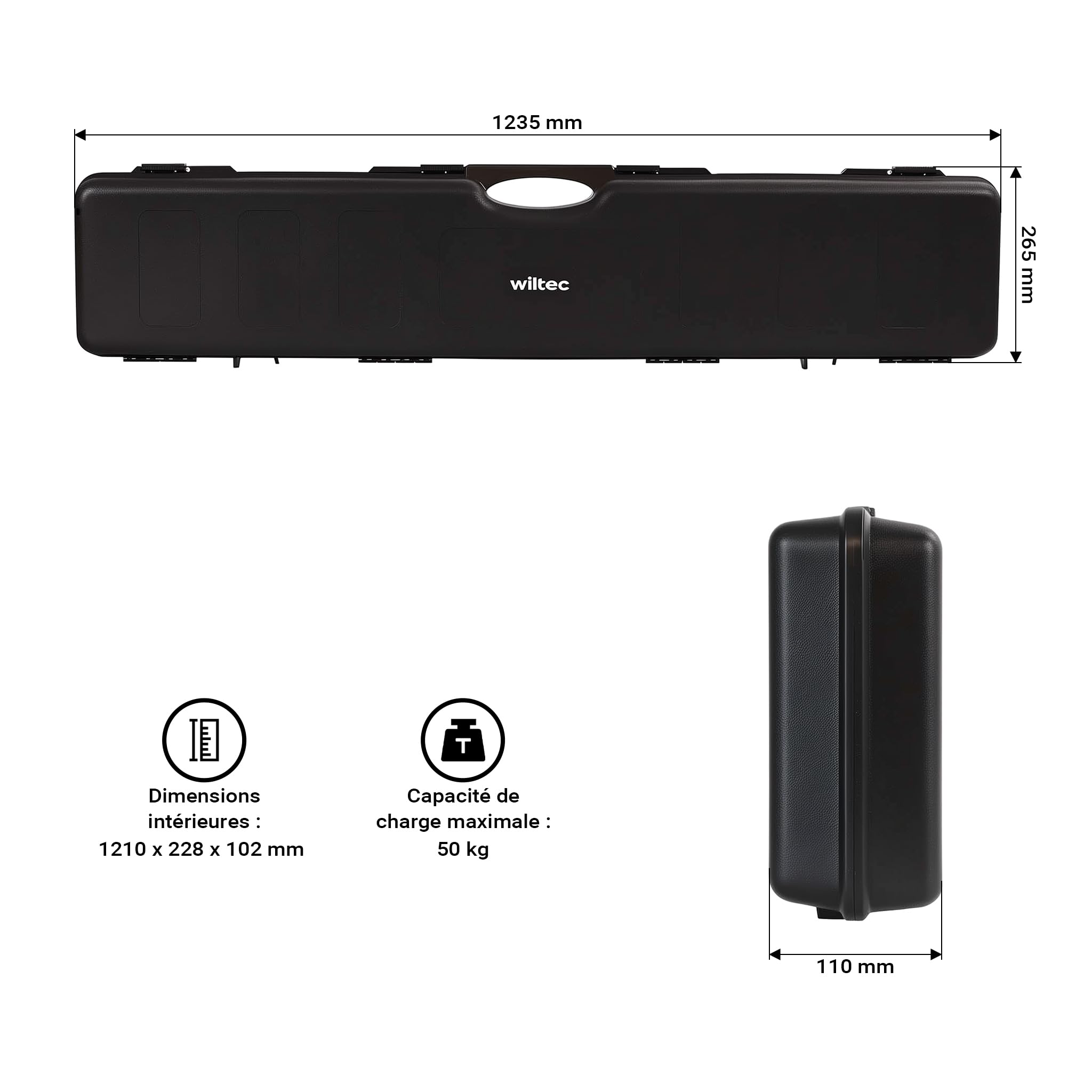 WilTec Mallette pour Armes – capacité de Charge 50 kg – pour 2 fusils – avec Insert en Mousse – Valise Croco Fusil de Chasse, Carabine, Chasseur