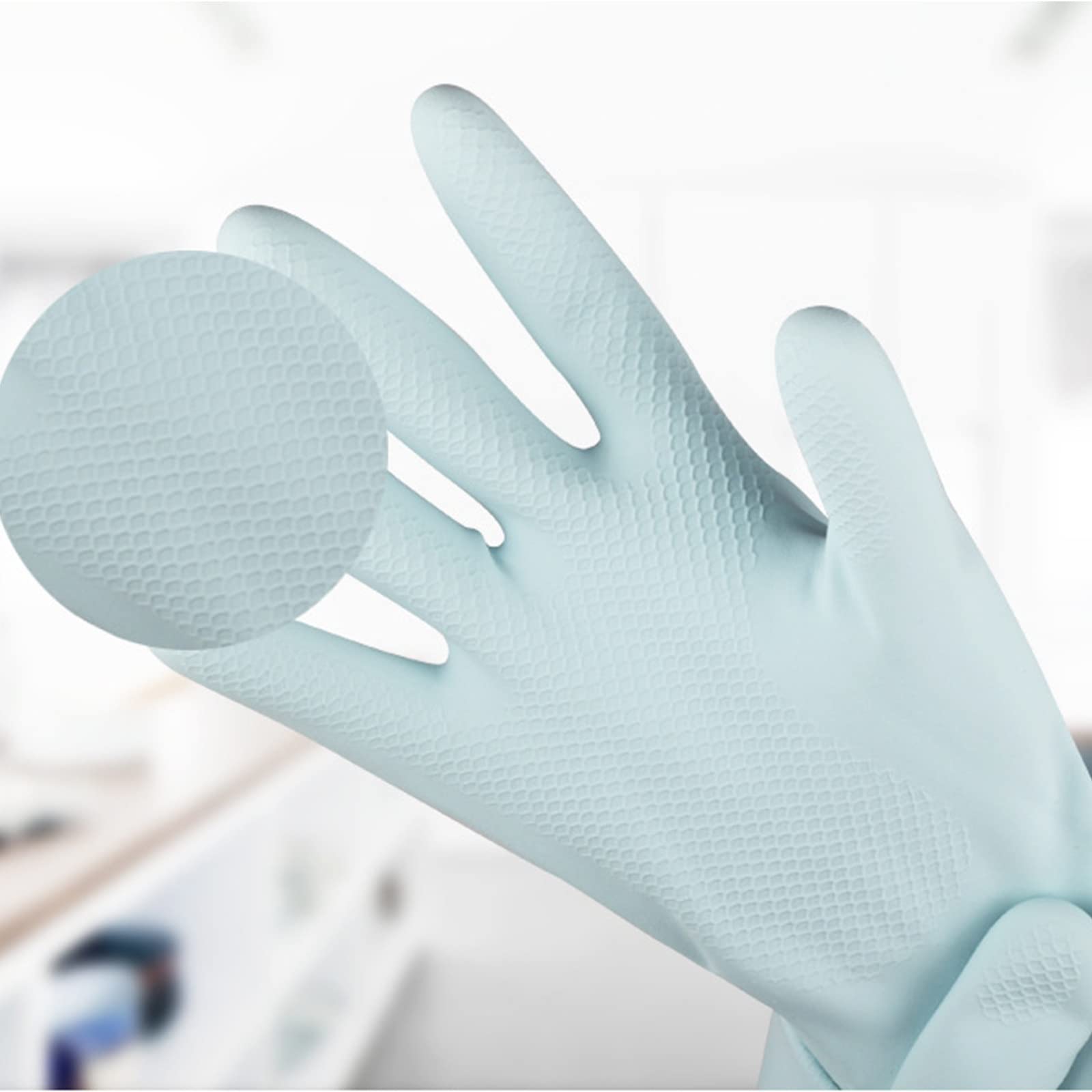 Guantes domésticos de lavado de caucho impermeable Silicone Cleaning Gloves, Dishwashing Gloves, Household Dishwashing Rubber Gloves, Kitchen Cleaning Waterproof Gloves(Large)