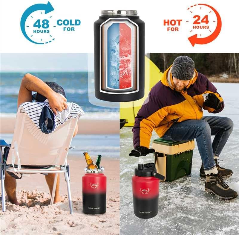 NATURE PIONEOR 1 Gallon Insulated Water Bottle - Double Vacuum Stainless Steel 128 oz Water Bottle with Holder/Carrier, Wide Mouth 1 gallon Water Jug for Outdoor Sports, Hiking, Camping, Gym - Image 5