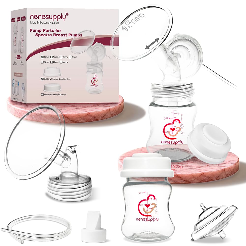Nenesupply 15mm Pump Parts Compatible with Spectra S2 S1 9 Plus Breast Pump Replace Spectra Pump Parts and S2 Accessories Incl 15mm Flange Duckbill