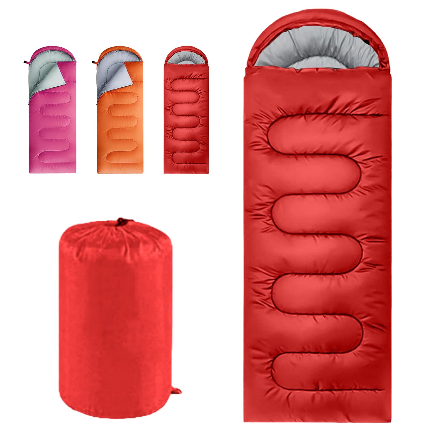 Sleeping Bag for Camping,Sleeping Bags for Adults Backpacking Waterproof,3 Seasons Adult Blanket,Small Packed Ultralight Carry Bag, Soft,Thick and Warm,for Outdoor Camping,Travel,Hiking (Red)