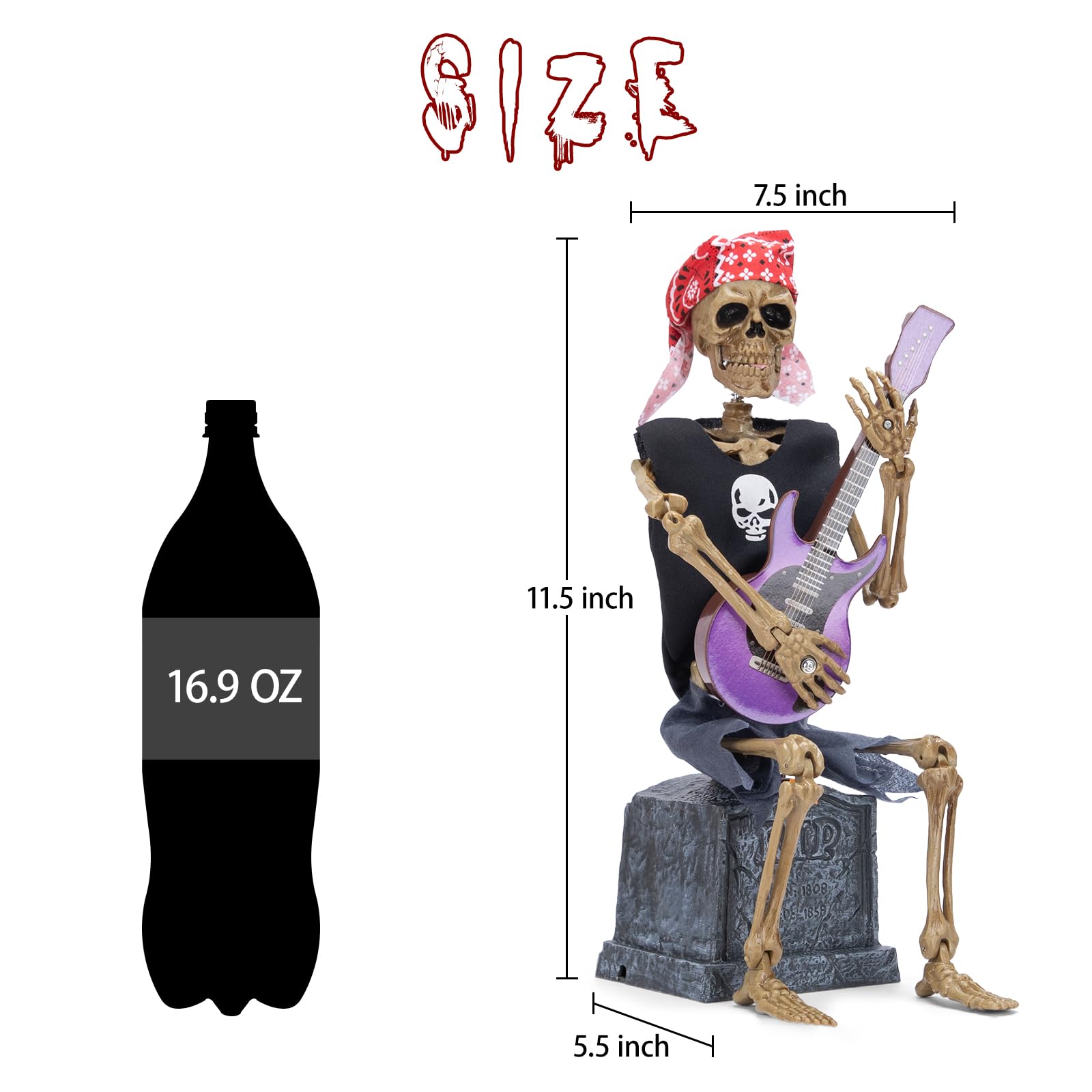 Azeeda 'Skelett Spielende Gitarre' Pin – Knopf-Abzeichen, 77 Mm – Witziges Accessoire Für Jacken & Taschen