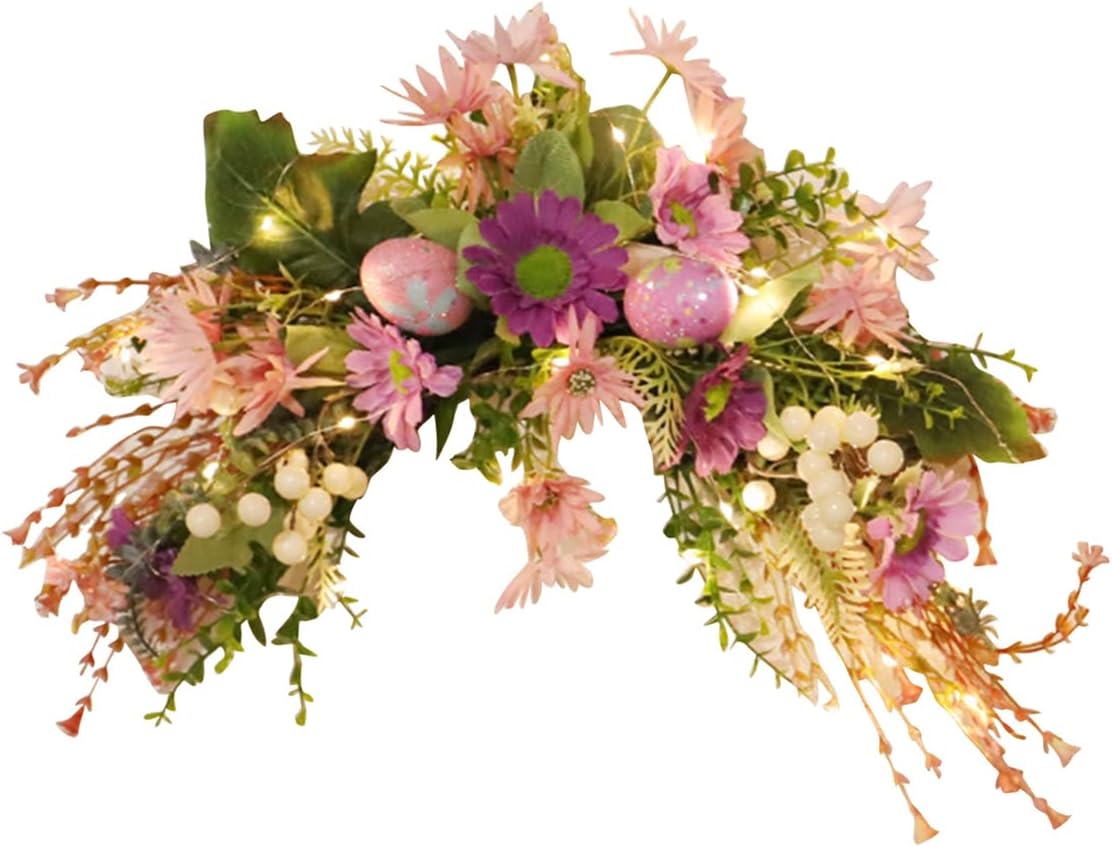 イースターの花輪前のイースターの花輪の人工的なイースターエッグの赤い花の花輪を持つイースターイースターの花輪が照明されたイースターの花輪イースター エッグの卵の花輪のためのイースターの卵の花輪のためのイースターの卵の花輪のためのイースターの卵の花輪のため