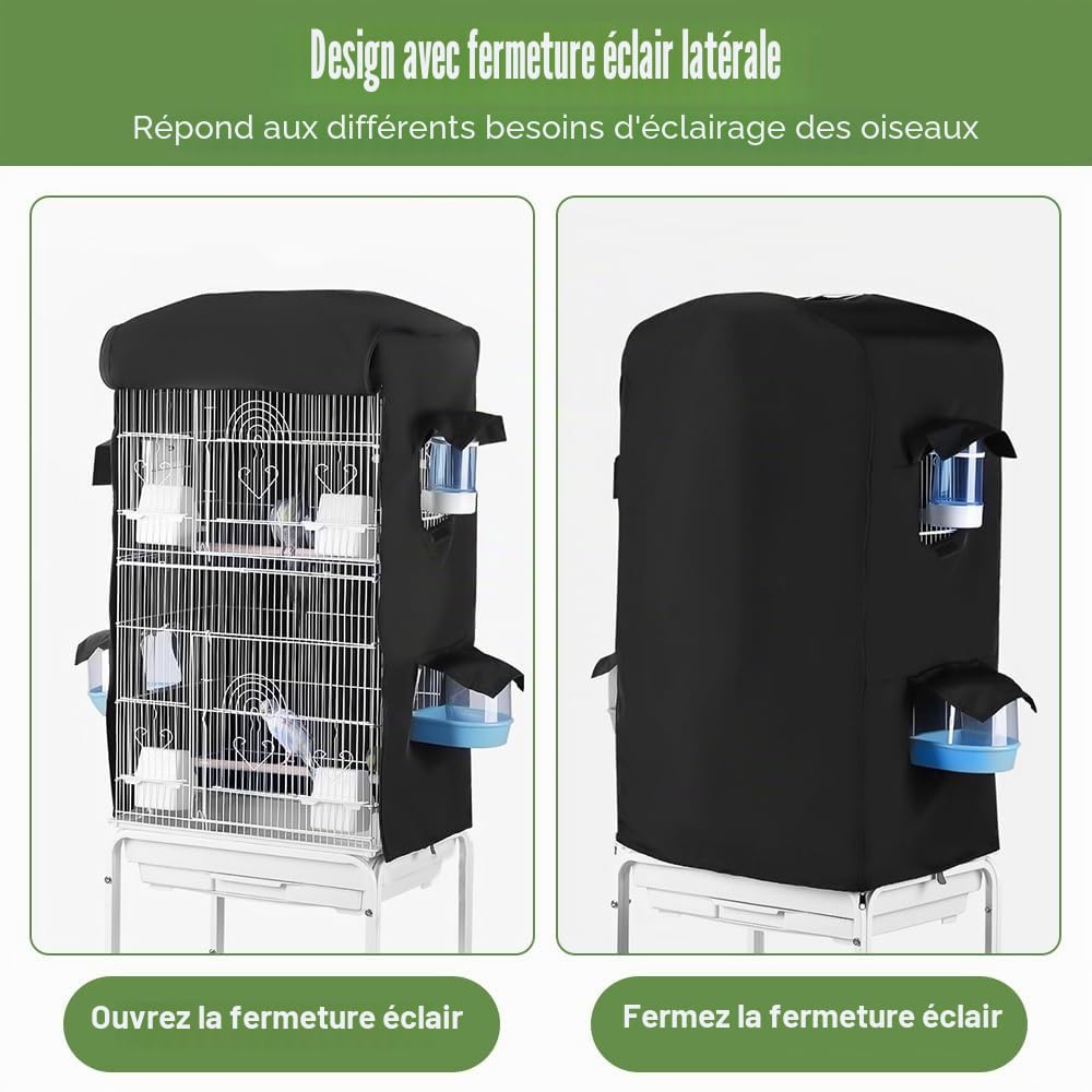 DONGKER Housse de cage à oiseaux, imperméable, avec petit design de fenêtre, 82 x 45 x 34 cm, lavable, avec fermeture éclair, pour oiseaux, perroquets, perruches, aras