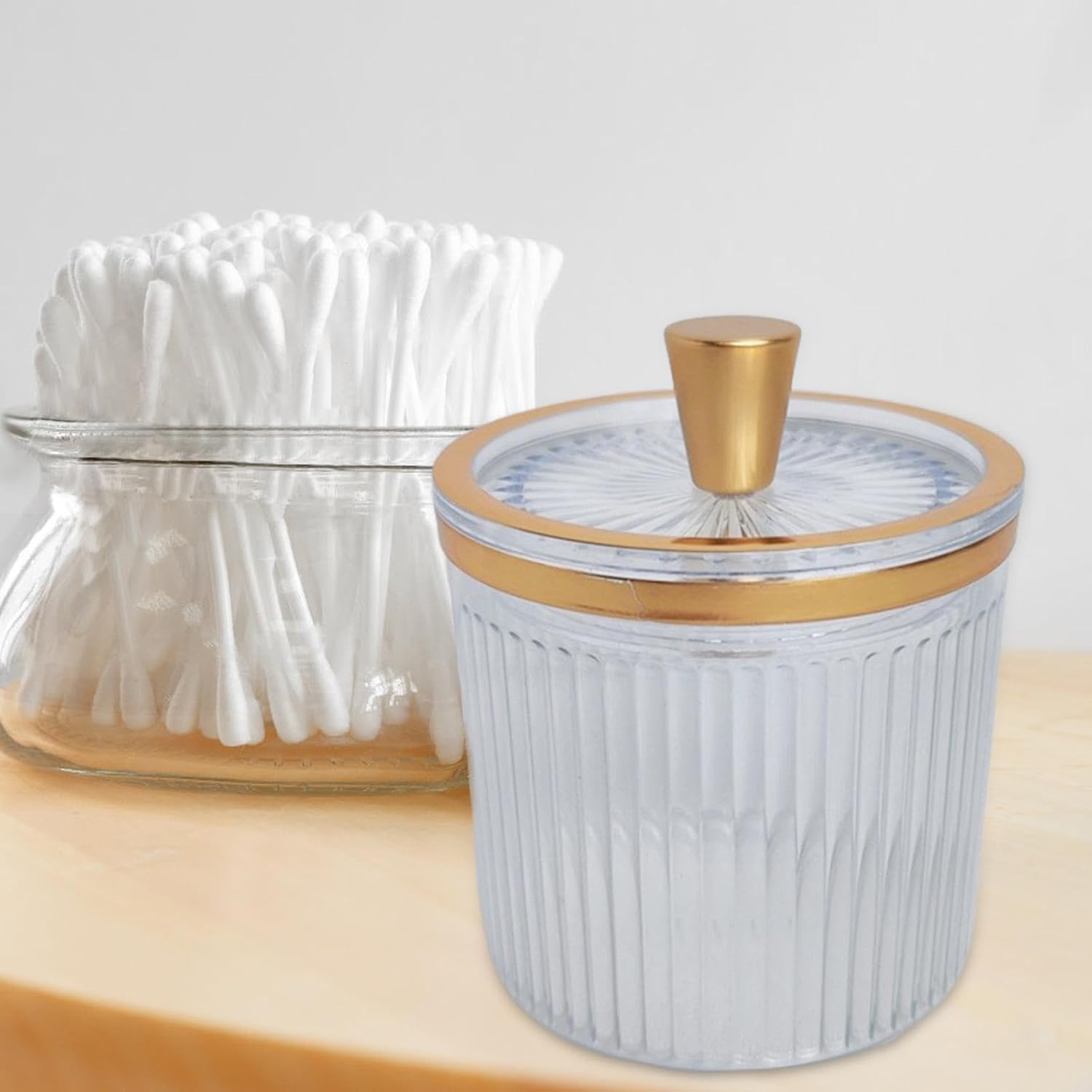 Makeup Pad Storage Case Swab Ball Holder Jar Cosmetic Container Storage Box Canister pp with lid dust cover suitable for bedroom drawer
