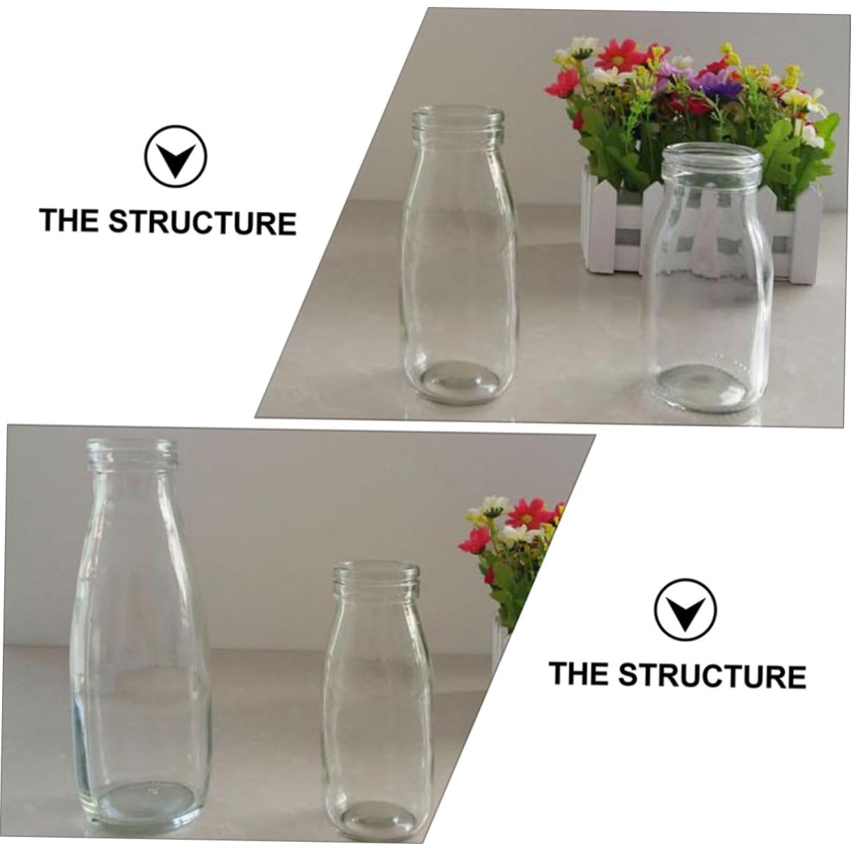 Ciieeo 500ml Glasflaschen 4 Stück Packung mit Deckel für Milch und Saft