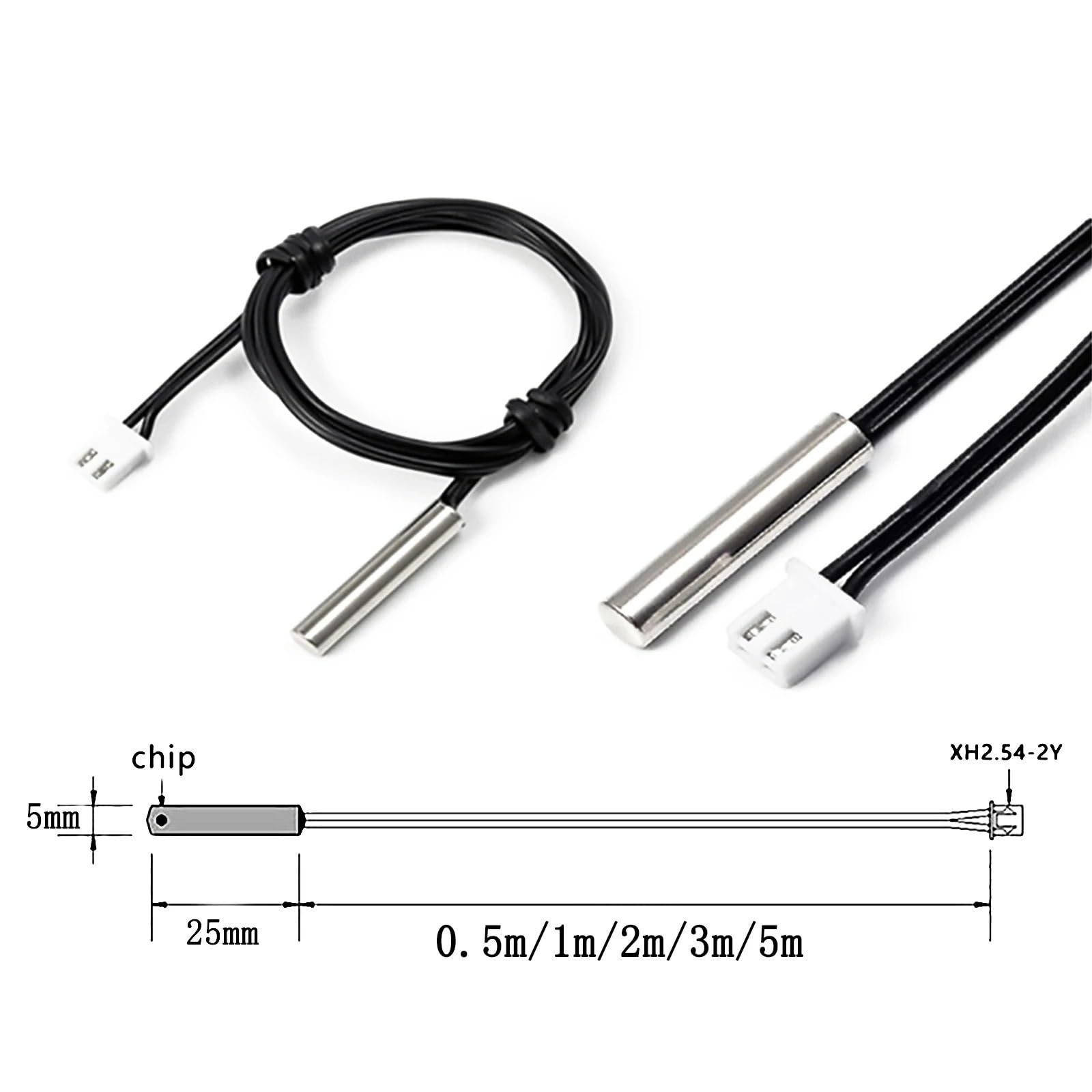 10 szt. 3950 NTC czujnik temperatury wodoodporny przewód sondy 10K 1 m/2 m/3 m/5 m W1209 W1401 X5,24-2P kabel (3 m)
