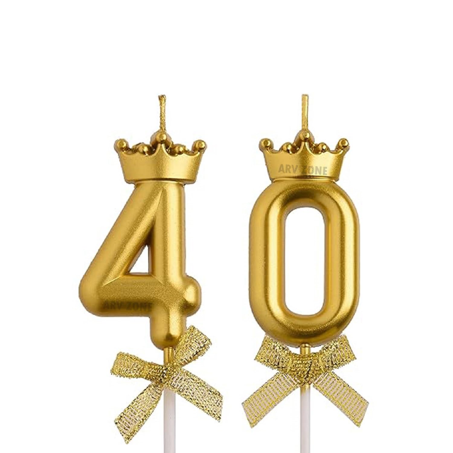 40 Numeral Birthday Gold Crown Candles for Cakes Decorations, Cake Candles Cake Topper Decorations for 40th Birthday Wedding Anniversary (Crown 40)-image-28