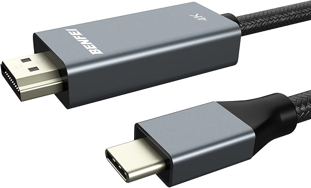 BENFEI USB C to HDMI Cable(4K@60Hz), 1.8M Thunderbolt 3 to HDMI Cable 4K 60Hz, 2K 120Hz Compatible for MacBook Pro 2019/2018/2017, Samsung Galaxy S9/S8 and More[Aluminium Shell&Nylon Cable]
