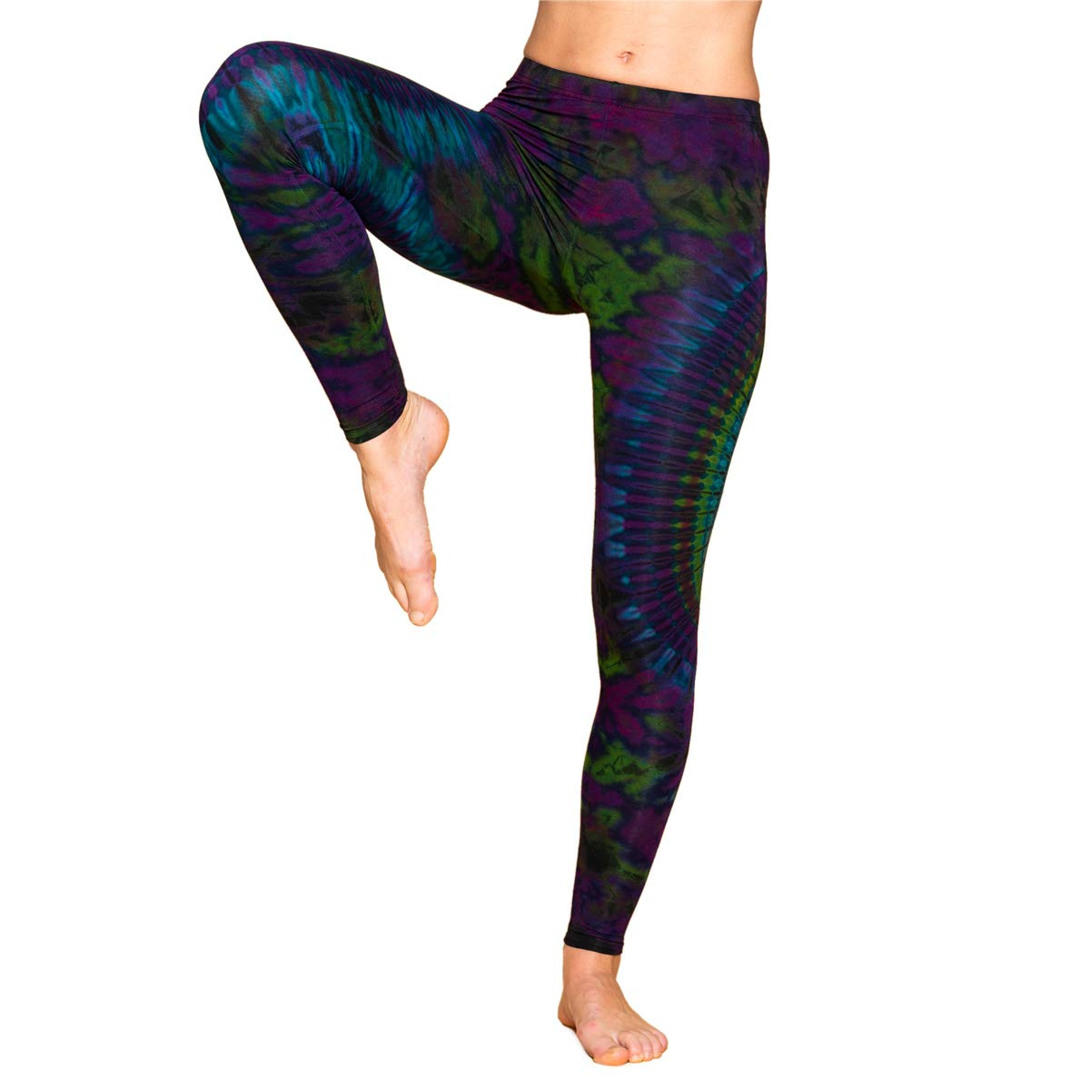 PANASIAM Yoga Leggings Damen - Batik Dschungel Design - Sport Tights lang | handgefärbtes Unikat, weich & elastisch, Sporthose für Fitness, Gymnastik & Freizeit, atmungsaktiv, Viskose mit Elasthan