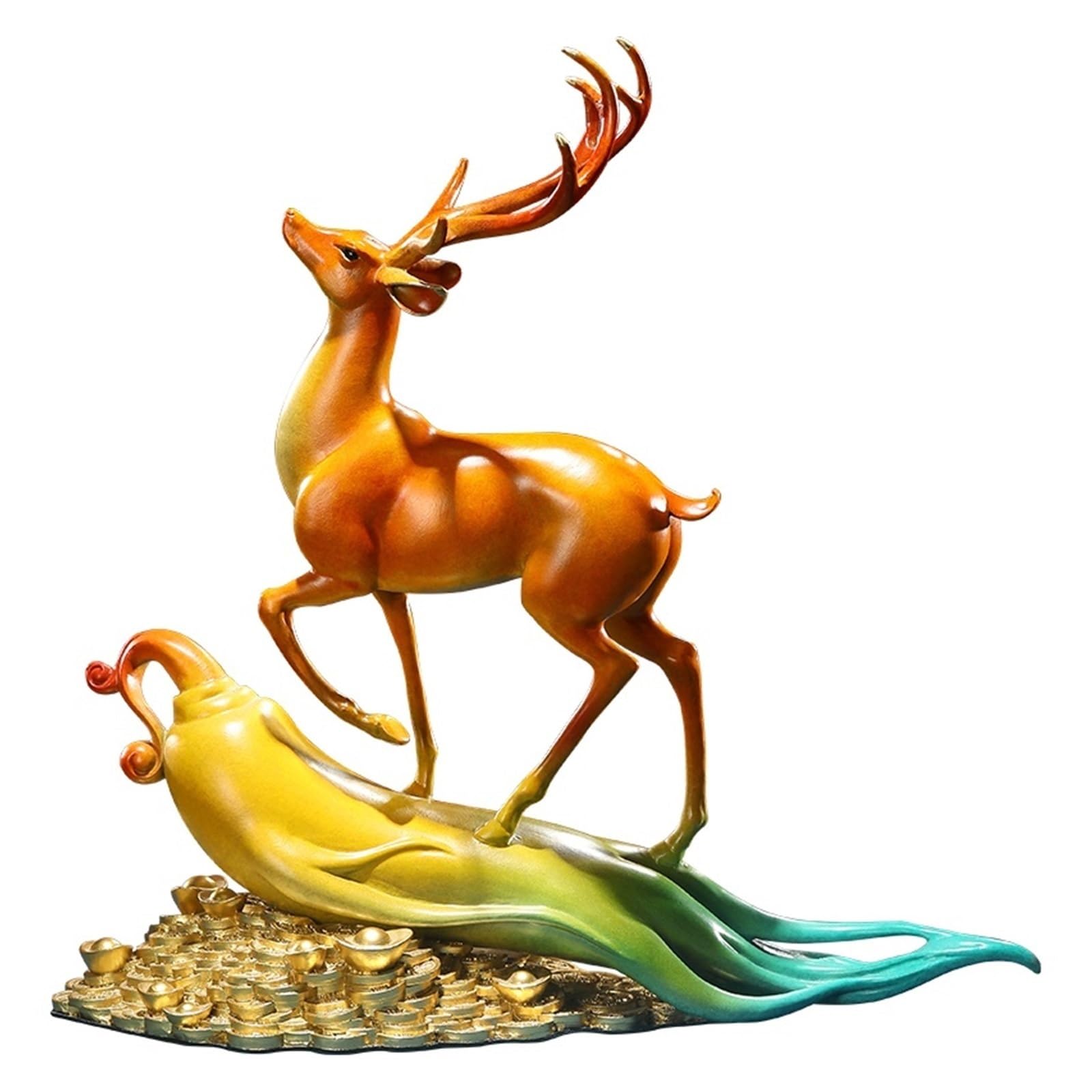 GLETSF Brass Decor Brass Porch Lucky Ornament Zodiac Ox Ornament Home Living Room Office Desktop Decoration Statue Crafts Statues For Home Decor,D-35cm*11cm*19cm