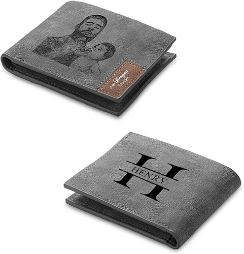lagofit Carteras con fotos personalizadas para hombres, billetera personalizada con imagen, regalos personalizados para hombres, novios, padres,
