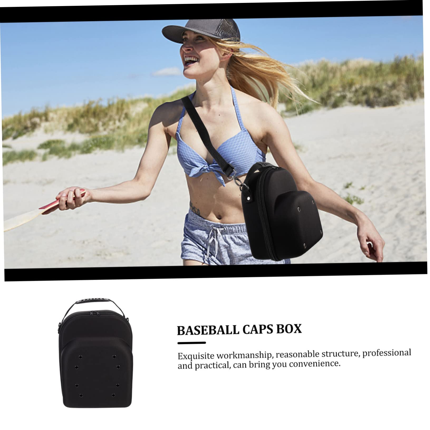STOBAZA Travel Hat Box Baseball Cap Storage Case Compact Hard Eva Organizer Hat Storage Holder Portable for Baseball Hats Black