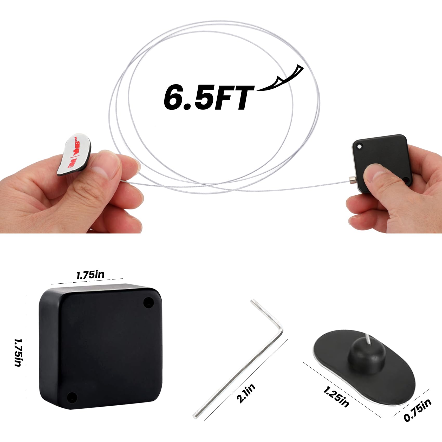 Retractable Lanyard 6.5 Ft Retractable Remote Control Safety Lock Tether,  Remote Control Leash Wi Telecommande Roku