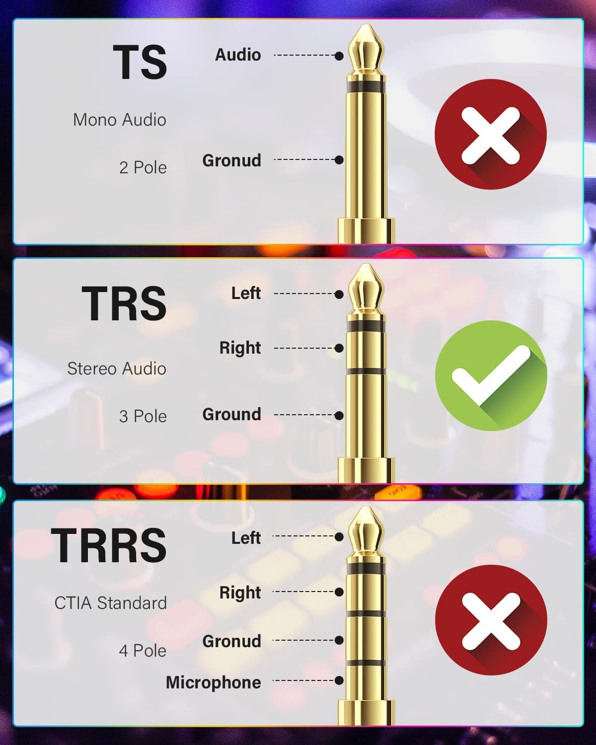 bestune 8 adaptadores de auriculares estéreo de 6,35 mm 1/4 macho a 3,5 mm hembra 1/8 hembra chapado en oro para altavoz, auriculares, guitarra, amplificador de piano digital