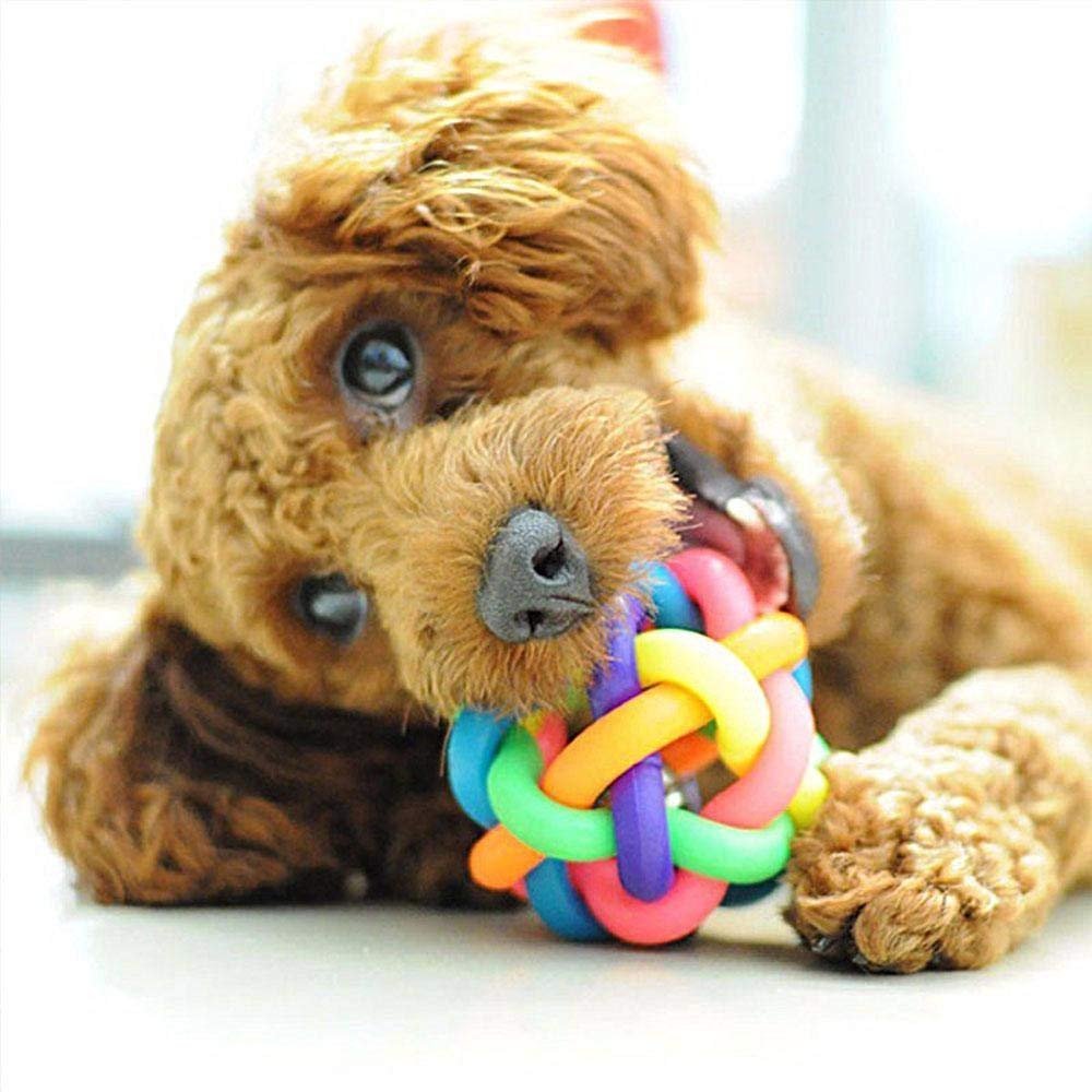 THE DDS STORE Dog Chew Knot Ball Rainbow Colorful Rubber Cord Woven Toy with Jingle Bell Inside, Dog Cat Training Playing Chewing Smarter Interactive IQ Toys Gift for Pets-Large Size (B07G2PS131) Amazon Price History, Amazon Price Tracker