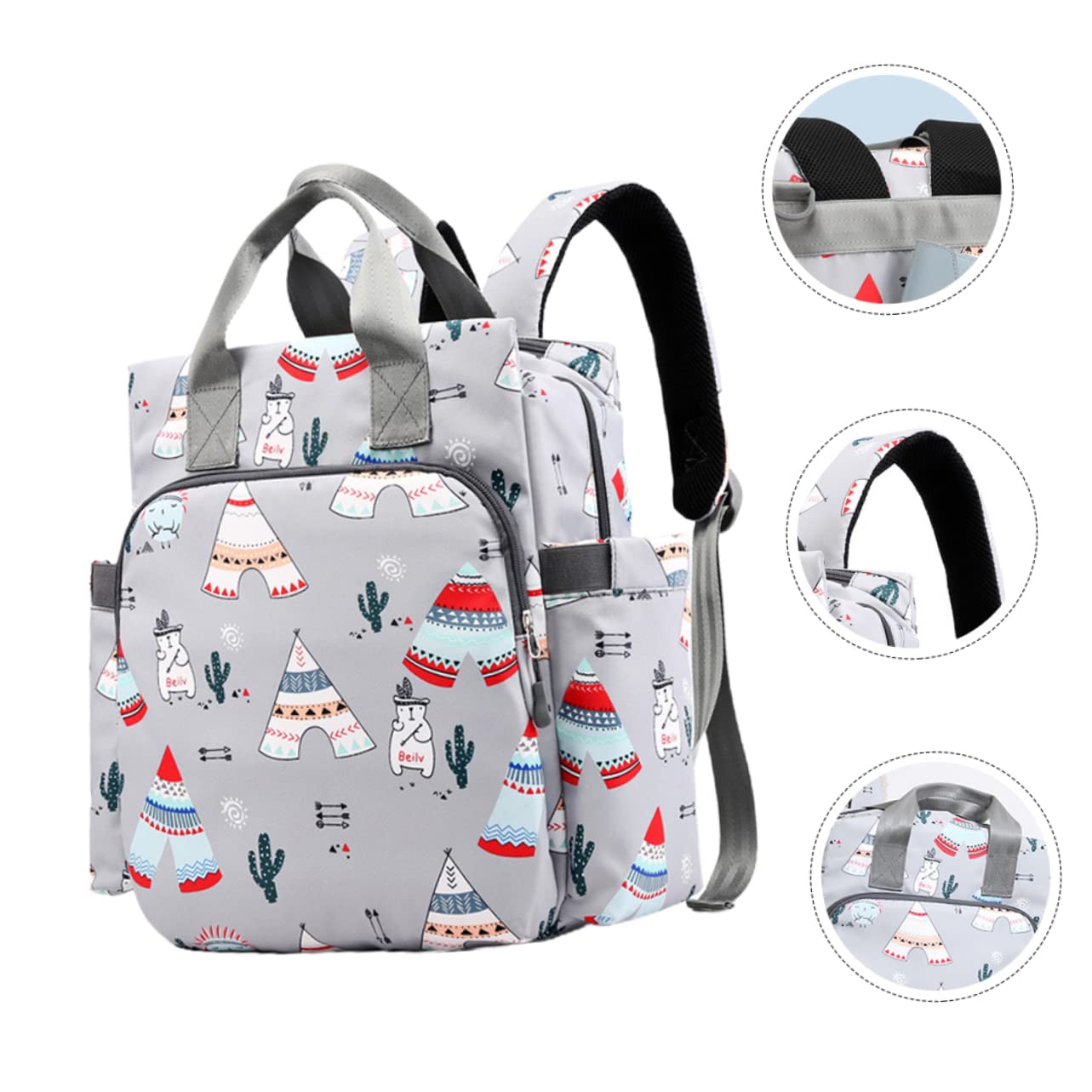 Mumienschultertasche für Mütter Praktischer Organizer Dunkelgrau für Unterwegs mit Großem und Feuchtigkeitsbeständigem