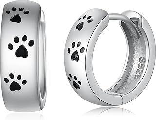 Paw Hoop Earrings for Women 925 Sterling Silver Cat Dog Animal Paw Huggie Hoop Earrings Cat Dog Jewelry Gifts for Women Girls Animal Lovers