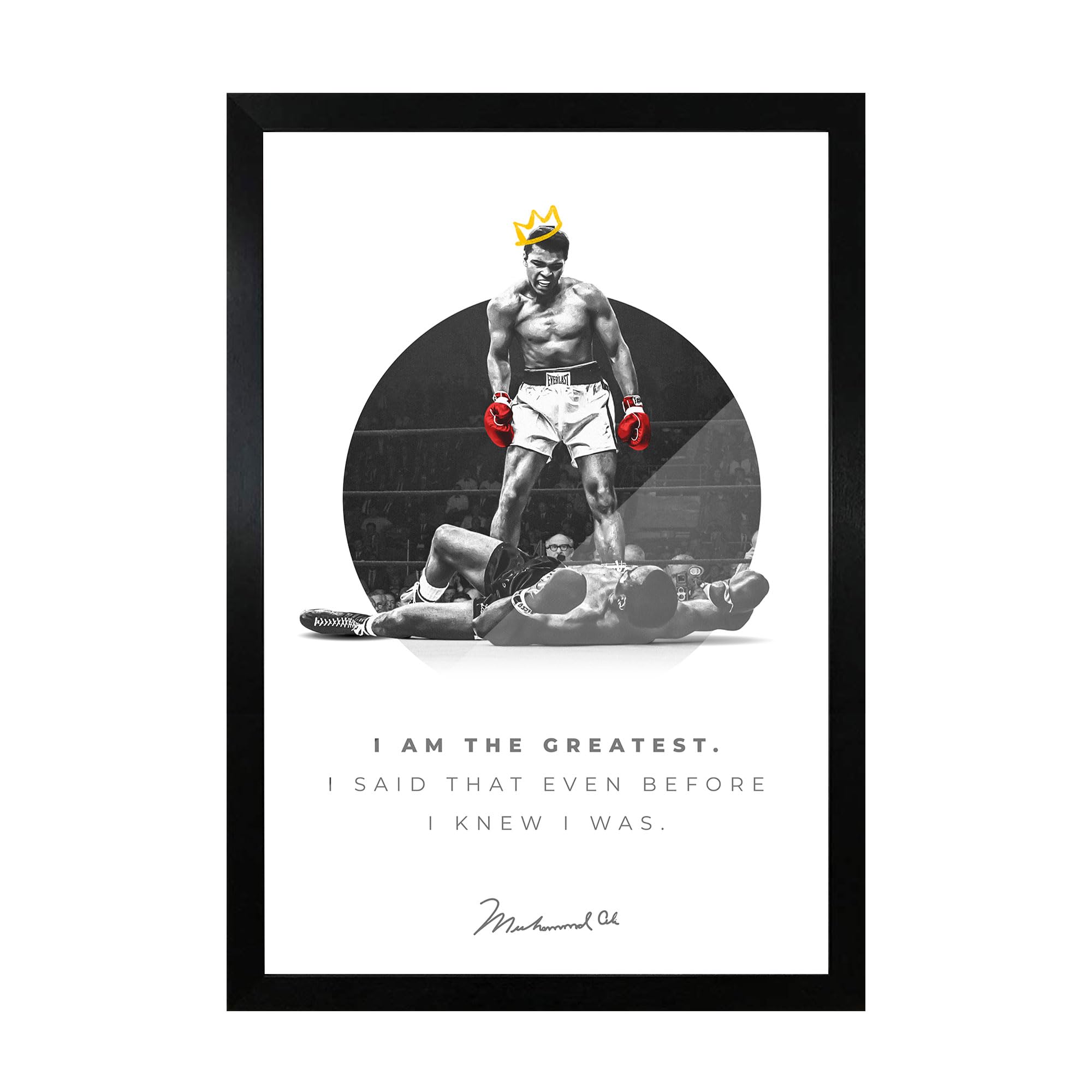 FRAMEO STORE Muhammad Ali Quote Art Glass frame, Muhammad Ali motivational quote wall art framed poster (A3 size - 12 X 18 Inches)