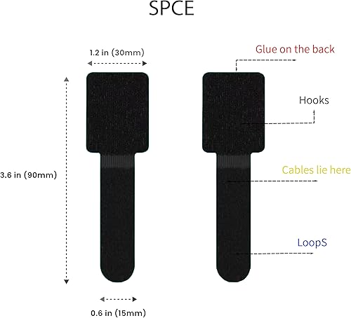 Miniatura 2 de 50 unidades por paquete, correas autoadhesivas de gancho y bucle, bridas de gancho y bucle, organizador de cables con parte trasera adhesiva, clip