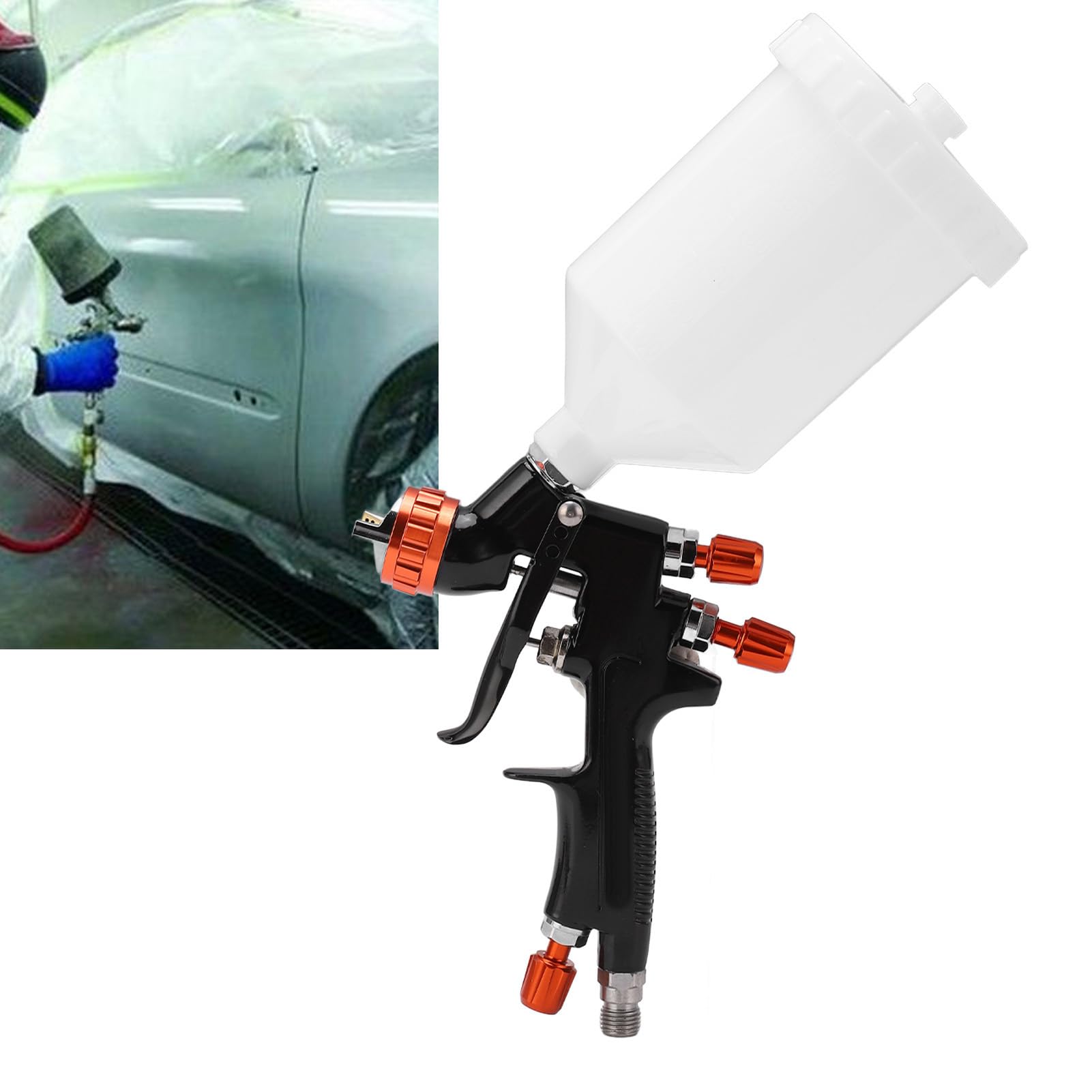 Luft-Lackierpistole, Kfz-Lackierpistole, Schwerkraft-Luftspritzpistolen-Set, Lackierpistolen, Hohe Zerstäubung, 1,3-mm-Düsentopf für Auto-Grundierung, Klare Decklack-Ausbesserung