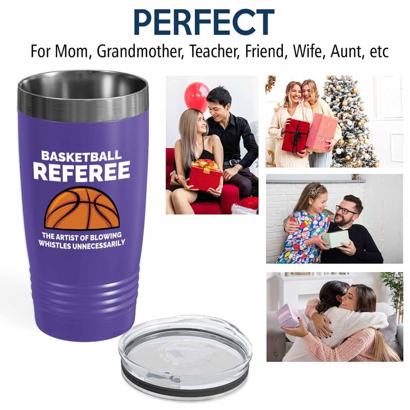 Vaso térmico morado edición árbitro de baloncesto 20oz miniatura 6