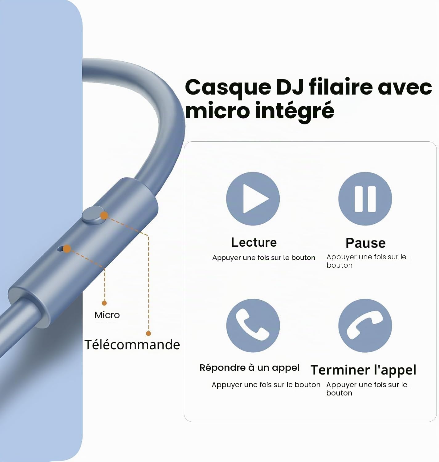 OneOdio A70 Casque Audio Bluetooth Sans Fil 72H, Casque Diadème Fermé avec Port Partagé, Écouteurs avec Câble de 3,5 mm pour DJ, Piano, Guitare, Enregistrement et Surveillance AMP, Bleu Ciel