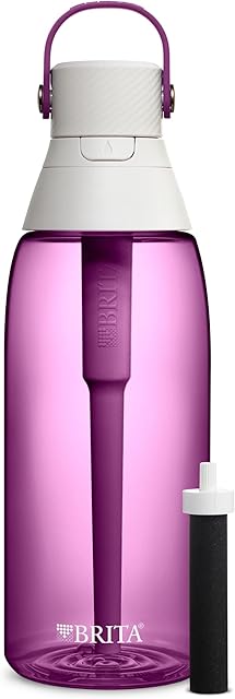 Brita Insulated Filtered Water Bottle with Straw, Reusable, BPA Free Plastic, Orchid, 36 Ounce