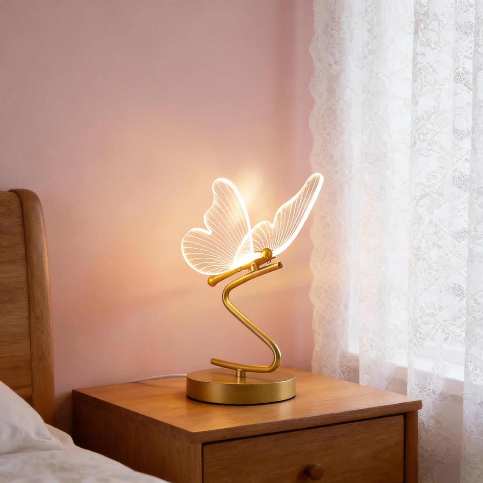 Lampa stołowa LED 6W Motyl Kreatywna lampka nocna 3000K Ciepłe światło Nowoczesne oświetlenie stołu LED Akrylowe dekoracyjne światło nocne Lampa do pokoju dziecięcego Czytanie Biurko