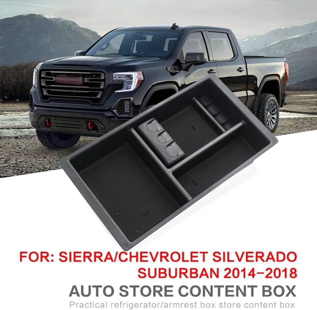 UHAoo Replacement For Chevy Silverado GMC Sierra Yukon 2014-2018 Armrest Box Phone Coin Storage Center Console Tray