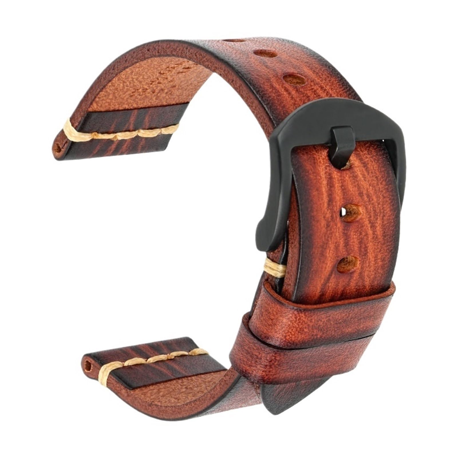 Bracelet de montre en cuir vachette fait main (1 pièce), disponible 7 couleurs et style vintage, 20 mm 21