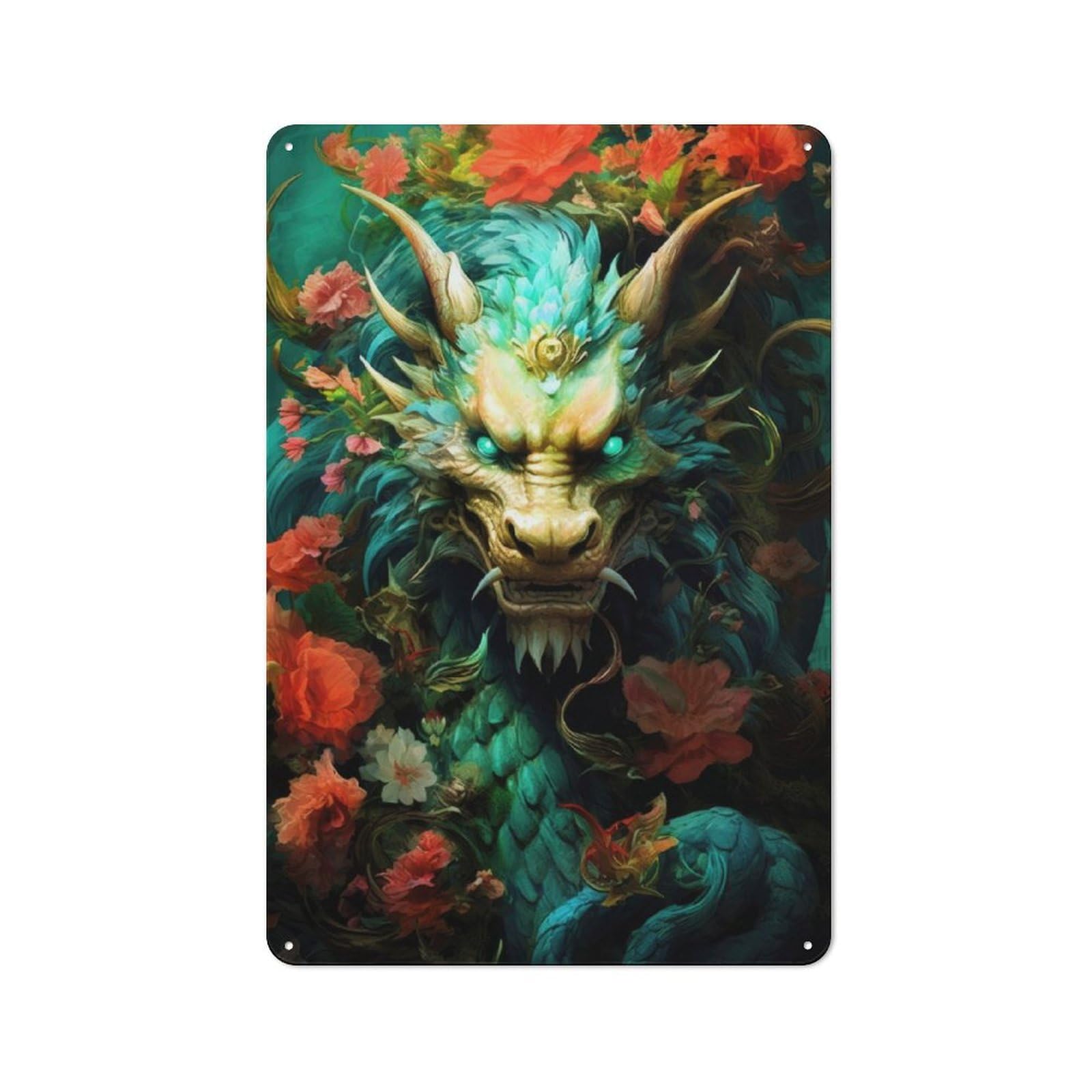 Metal Plaque 30x20cm with Seraphina Dragon for Pub Or Café, Rustic Decor, for Pub Decor Enthusiasts