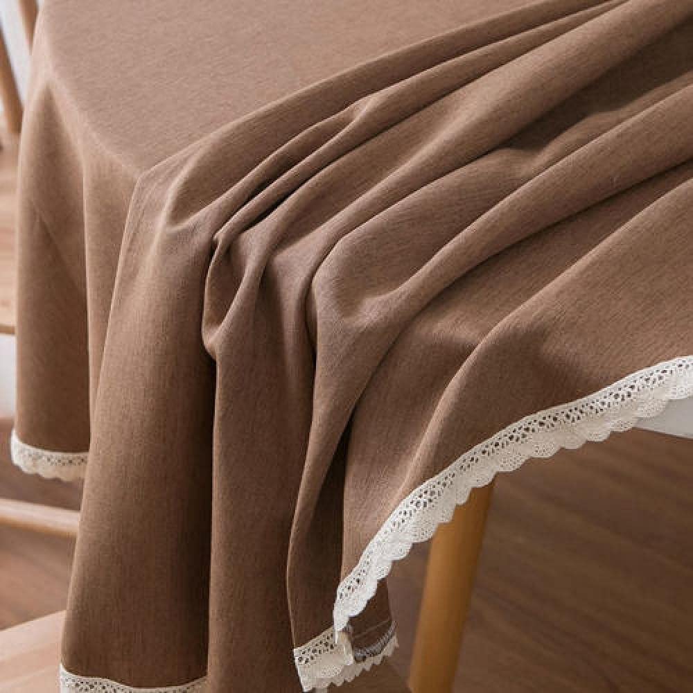 Mantel Antimanchas Rectangular Algodón y Lino Transpirable Manteles para Mesas de Tela Lavable Círculo de Café Gris Diámetro 200cm